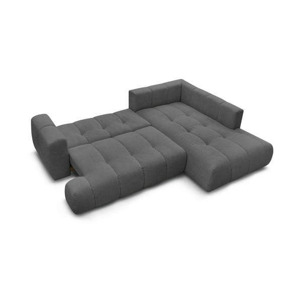 Tmavosivá rozkladacia/s úložným priestorom rohová pohovka (pravý roh/do L) Fuji – Bobochic Paris-image-4