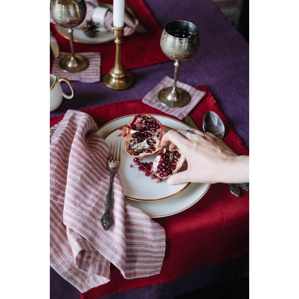 Podtácky v červeno-prírodnej farbe v súprave 4 ks – Linen Tales-image-2