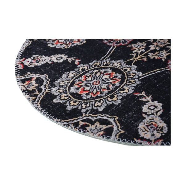 Čierny umývateľný okrúhly koberec ø 100 cm – Vitaus-image-2