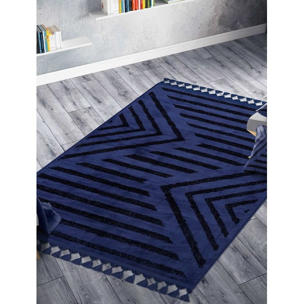 Modrý umývateľný koberec 200x100 cm - Vitaus-image-1