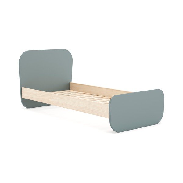 Sivozelená detská posteľ v dekore borovice s roštom 90x190 cm Esteban – Marckeric