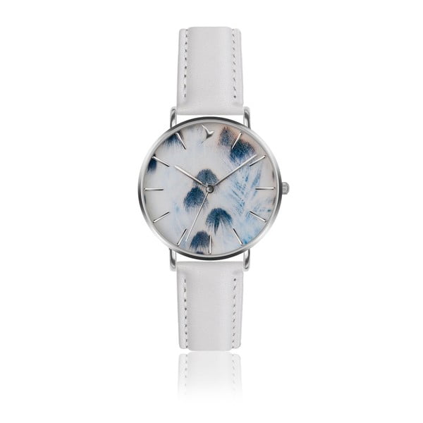 Dámske hodinky s bielym remienkom z pravej kože Emily Westwood Feather
