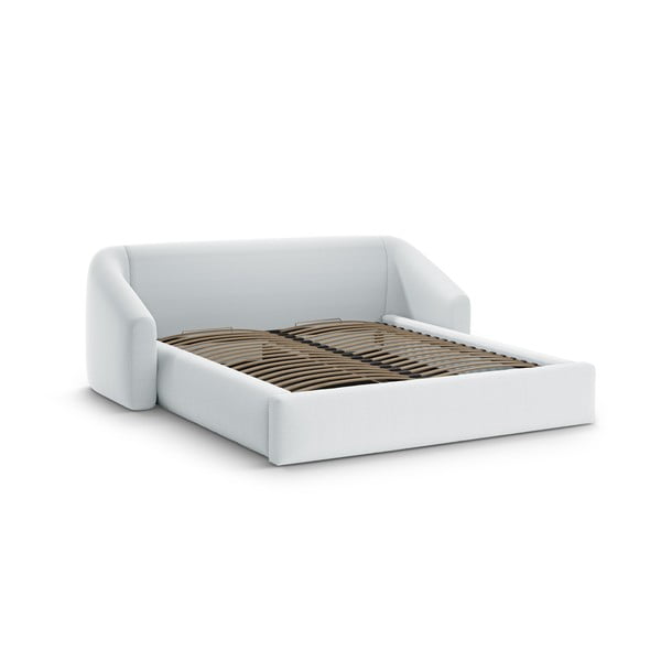 Svetlosivá čalúnená dvojlôžková posteľ s úložným priestorom s roštom 140x200 cm Campi – Cosmopolitan Design-image-1