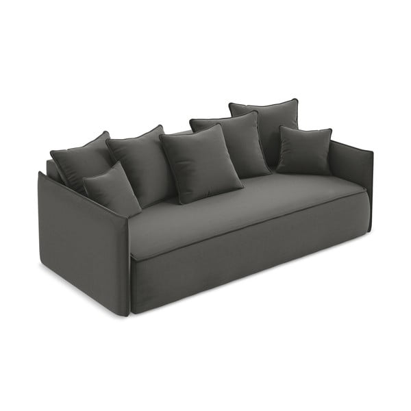 Tmavosivá zamatová rozkladacia/s úložným priestorom pohovka 225 cm Hula – Makamii-image-2