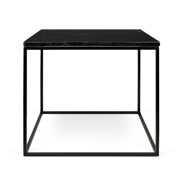 Čierny mramorový konferenčný stolík s čiernymi nohami TemaHome Gleam, 50 cm
