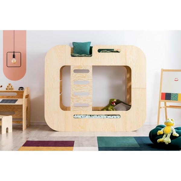 Poschodová detská posteľ s úložným priestorom 90x200 cm v prírodnej farbe Mundo – Adeko-image-1