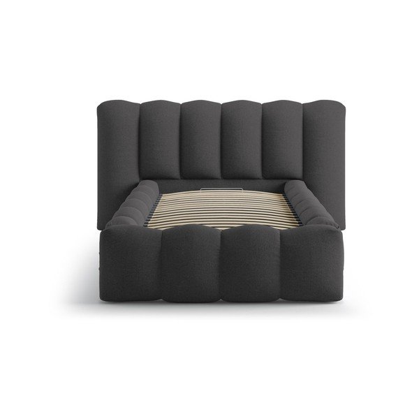 Antracitová čalúnená jednolôžková posteľ s úložným priestorom s roštom 90x200 cm Lupine – Micadoni -image-3