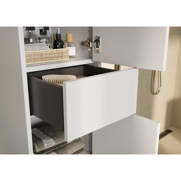 Krémovobiela matná vysoká kúpeľňová skrinka 33x123 cm Arnea – Germania-image-2