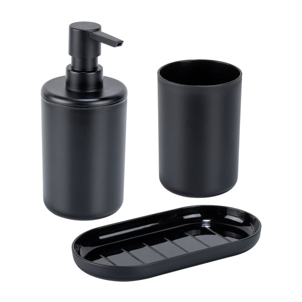 Čierna plastová súprava doplnkov do kúpeľne Fano – Allstar-image-1