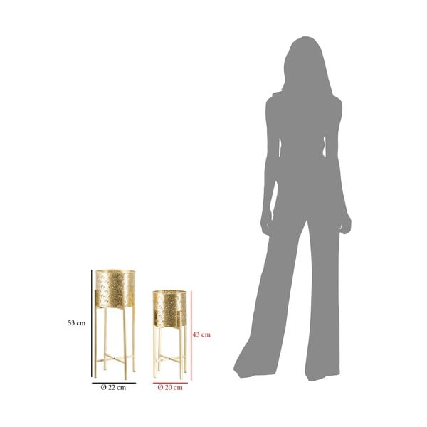 Súprava 2 stojanov na kvetináč v zlatej farbe Mauro Ferretti Golvy, výška 52 cm-image-2