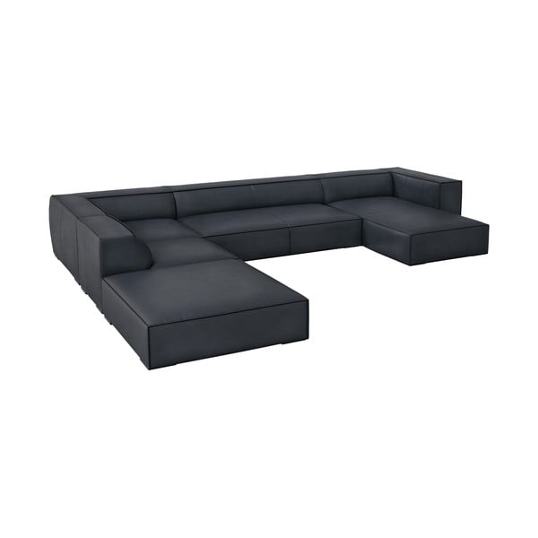 Tmavomodrá kožená rohová pohovka (ľavý roh) Madame – Windsor & Co Sofas-image-1