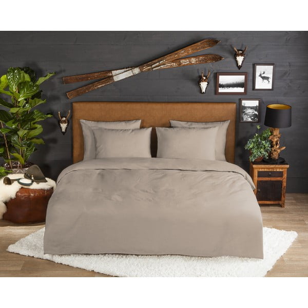 Hnedé flanelové predĺžené obliečky na dvojlôžko 200x220 cm – Good Morning-image-1