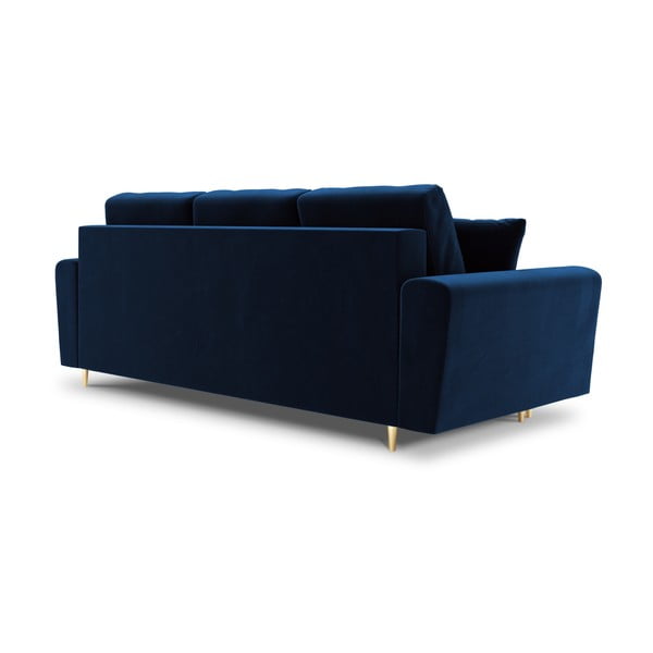 Modrá zamatová rozkladacia/s úložným priestorom pohovka 235 cm Kyoto – Cosmopolitan Design-image-3