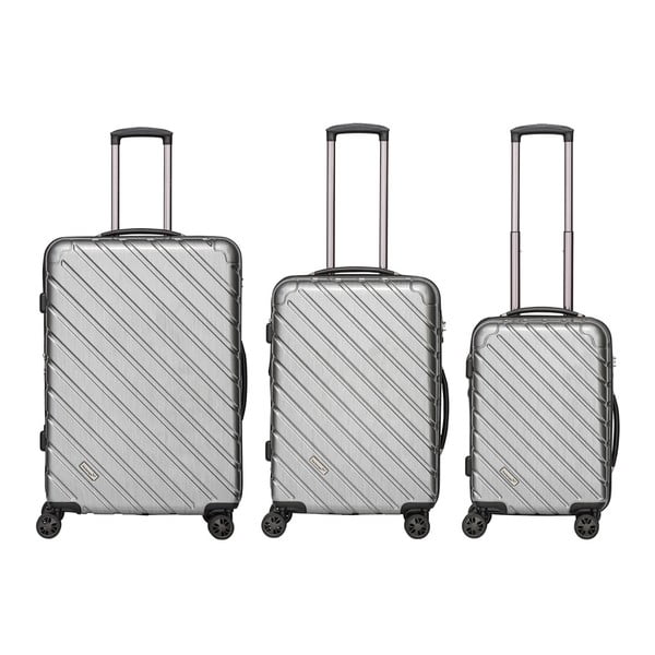 Sada 3 svetlosivých cestovných kufrov Packenger Premium Koffer