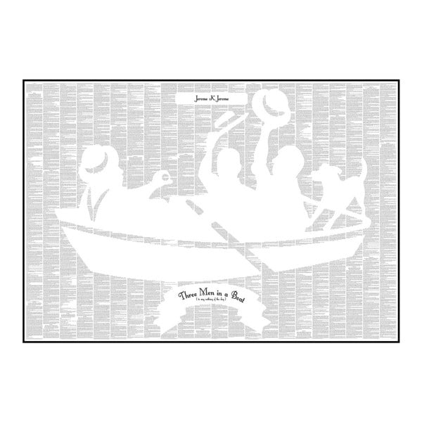 Knižný plagát Traja muži v člne, o psovi nehovoriac, 100x70 cm