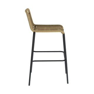 Béžová barová stolička s oceľovou konštrukciou Kave Home Glenville, výška 74 cm