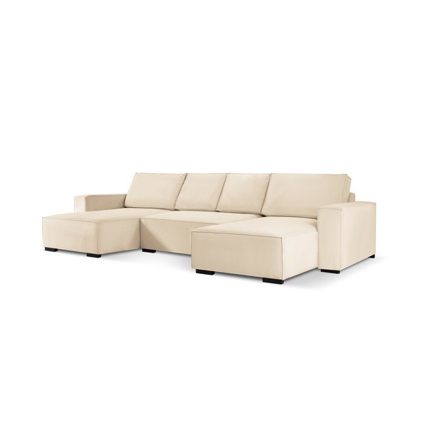 Béžová menčestrová rozkladacia pohovka do "U" Mazzini Sofas Azalea-image-2