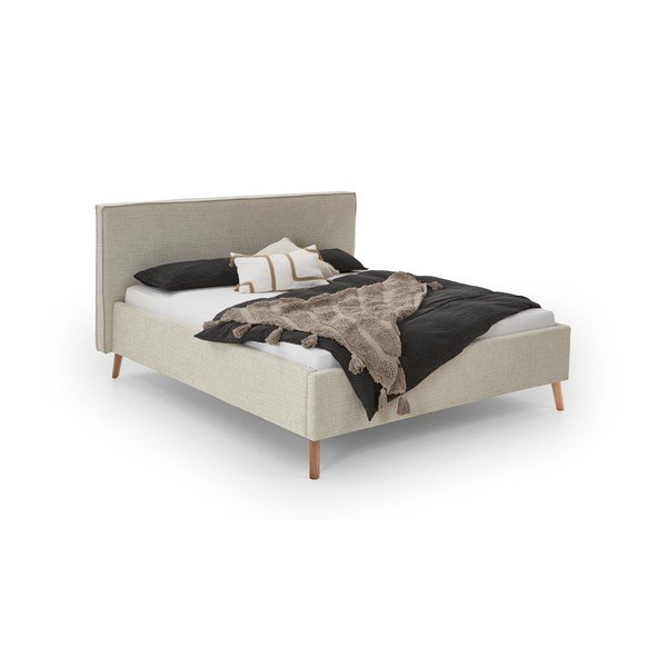 Krémovobiela čalúnená dvojlôžková posteľ s úložným priestorom s roštom 160x200 cm Riva – Meise Möbel-image-4