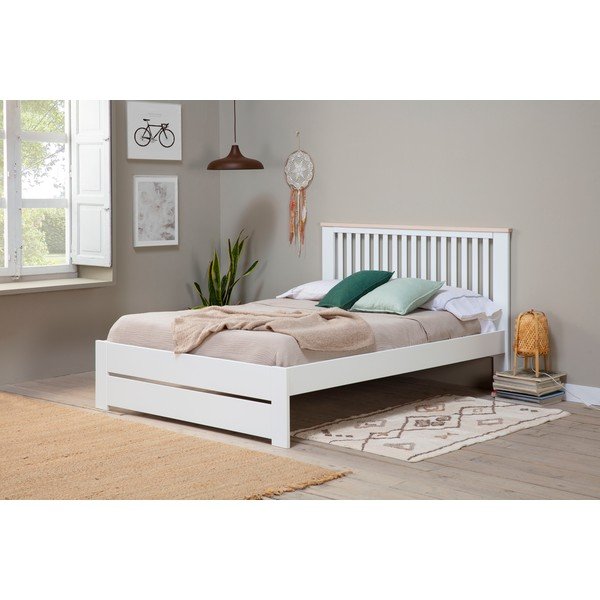 Biela dvojlôžková posteľ s roštom 140x190 cm Leba – Marckeric-image-1