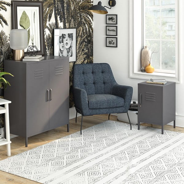 Sivý kovový nočný stolík Bradford – Støraa-image-1