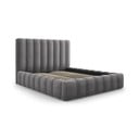 Sivá čalúnená dvojlôžková posteľ s úložným priestorom s roštom 180x200 cm Kelp – Micadoni Home