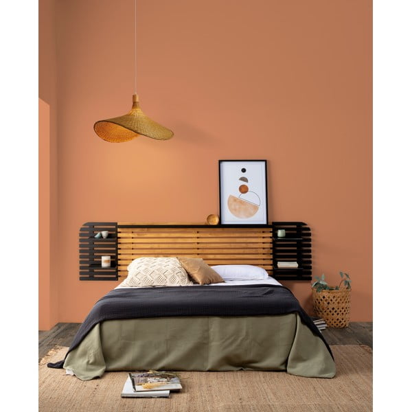 Čierne/prírodné čelo postele z borovicového dreva 240x62 cm Dimas – Marckeric-image-1