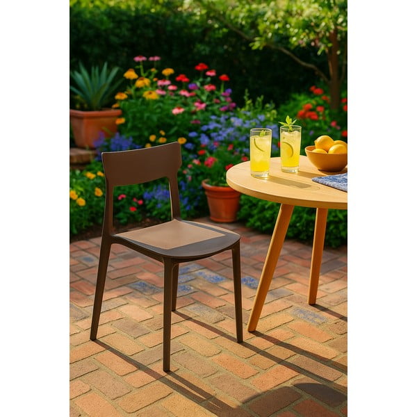 Hnedá plastová záhradná stolička Biá – Bonami Essentials-image-1