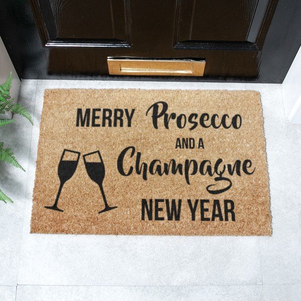 Rohožka s vianočným motívom z kokosového vlákna 40x60 cm Champagne New Year – Artsy Doormats-image-2