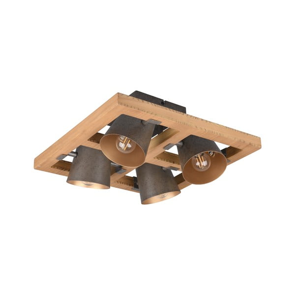 Stropné svietidlo s kovovým tienidlom v tmavo sivo-prírodnej farbe 39x39 cm Bell – Trio