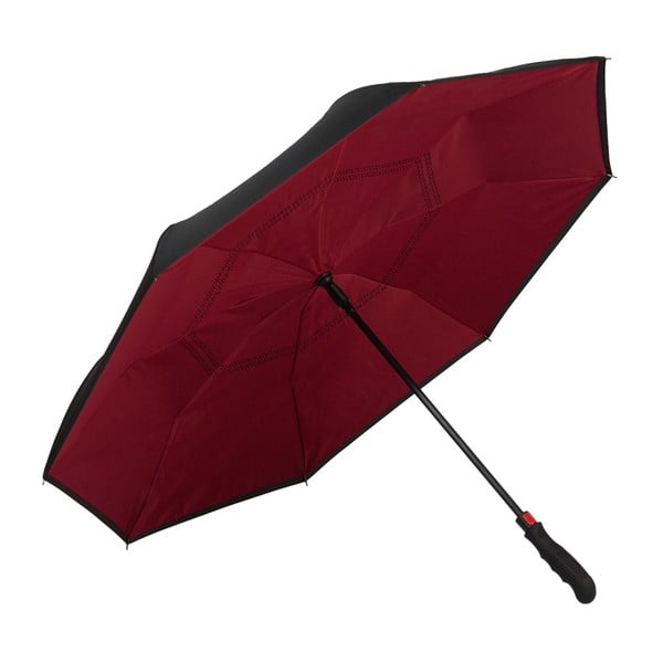 Tmavovínový dáždnik s rúčkou Von Lilienfeld Remy FlicFlac, ø 110 cm