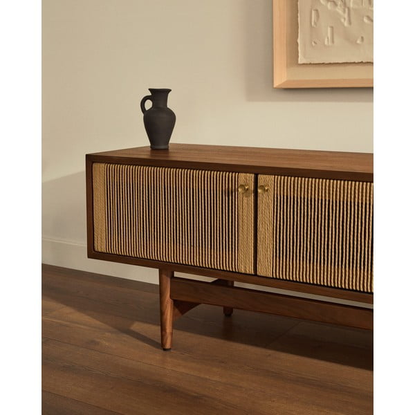 Hnedý TV stolík v dekore orecha 200x50 cm Elan – Kave Home-image-3