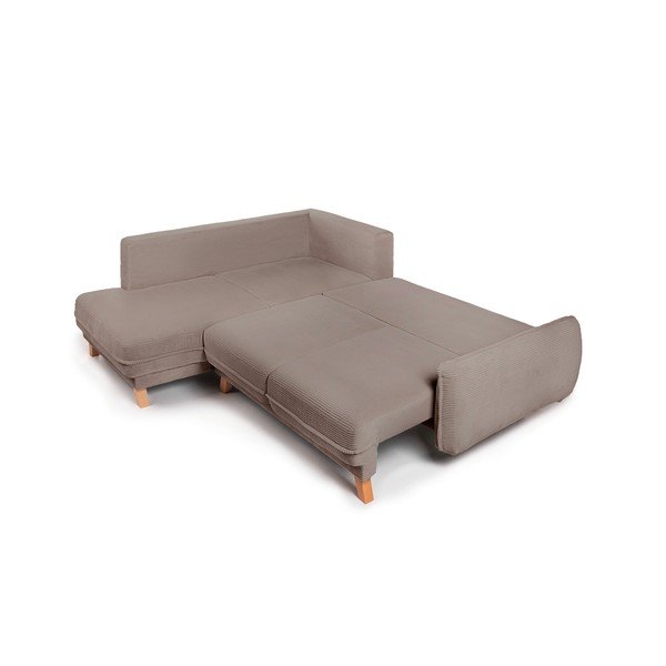 Taupe menčestrová rozkladacia/s úložným priestorom rohová pohovka (pravý roh/do L) Tori – Bonami Selection-image-3
