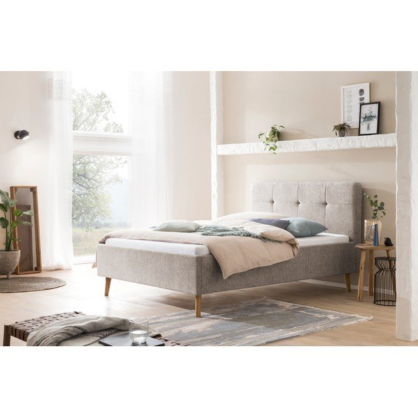 Sivá/hnedá čalúnená dvojlôžková posteľ bez roštu 140x200 cm Smart – Meise Möbel-image-1