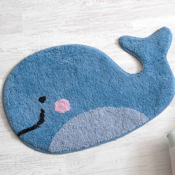 Modrá bavlnená kúpeľňová predložka Mr. Fox Blue Whale, 69 x 44 cm-image-1