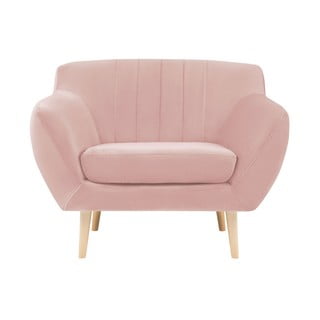 Svetloružové zamatové kreslo Mazzini Sofas Sardaigne