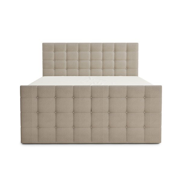 Béžová boxspring posteľ s úložným priestorom 200x200 cm Tasca – Maison de Rêve-image-2