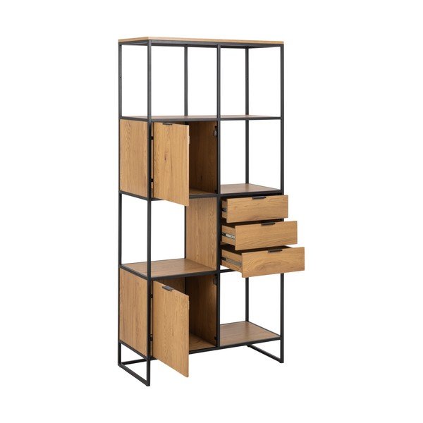 Čierna knižnica v dekore duba 85x183 cm Swindon - Actona-image-3