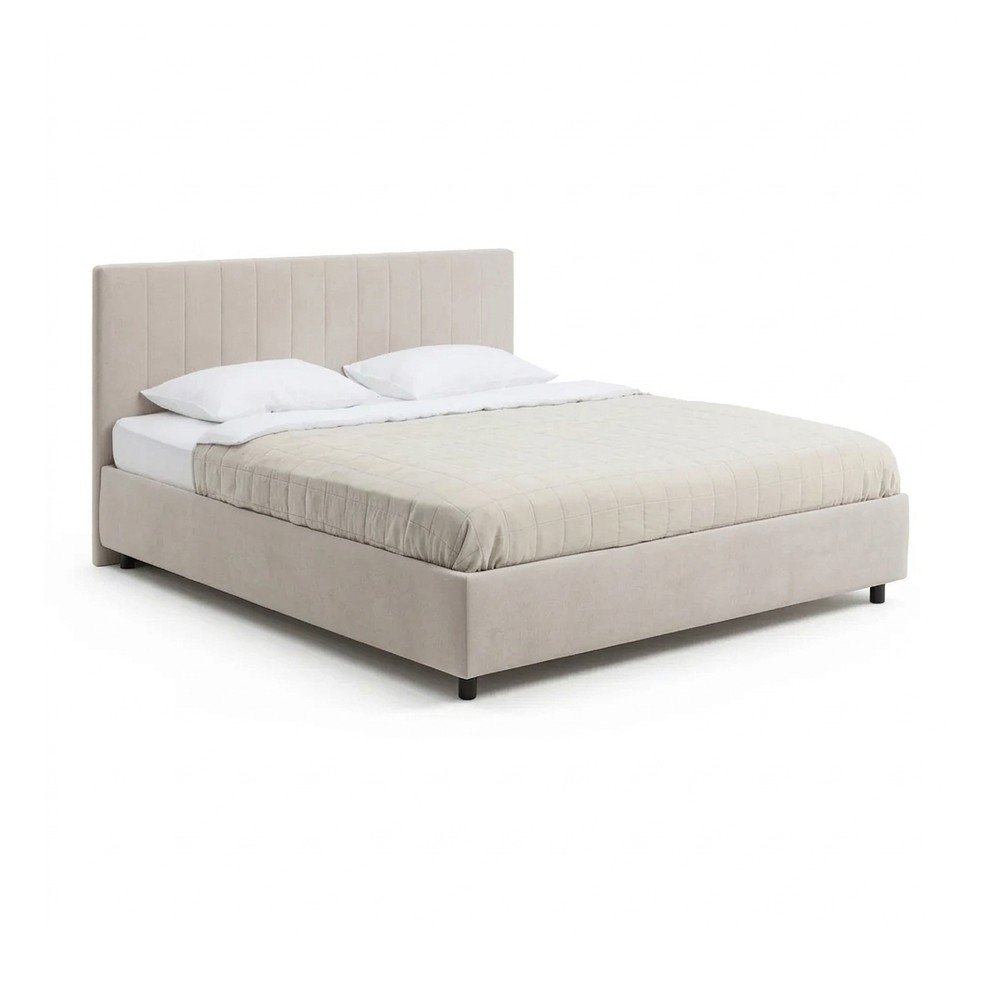 E-shop Béžová čalúnená dvojlôžková posteľ s úložným priestorom s roštom 160x200 cm Myra Slim Line – Bonami Selection