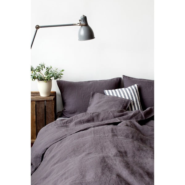 Tmavosivá ľanová obliečka na vankúš Linen Tales, 70 x 90 cm-image-1