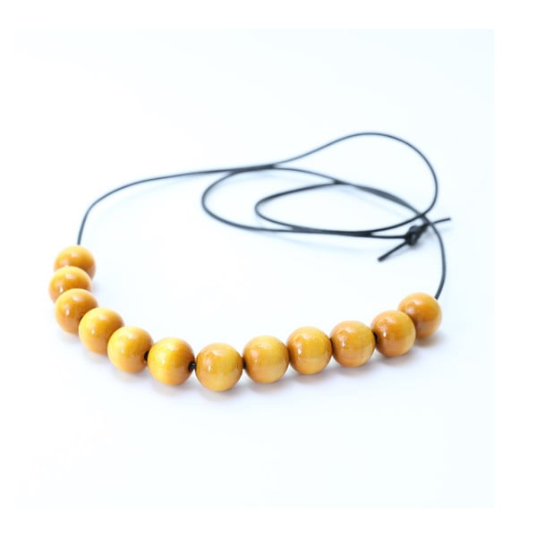 Žltý drevený dlhý náhrdelník Ko-ra-le Long