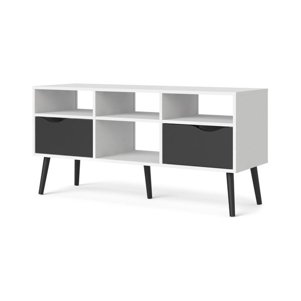 Čierno-biely TV stolík Tvilum Oslo, 117 x 57 cm-image-4