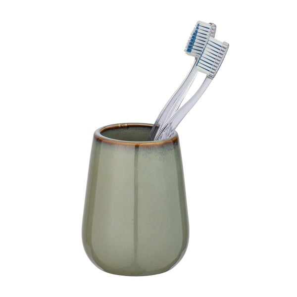 Zelený keramický pohárik na kefky Wenko Sirmione-image-1