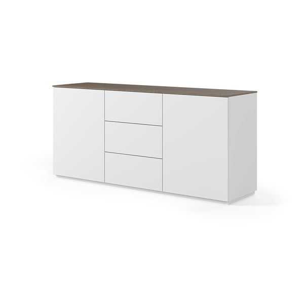 Biela komoda s doskou v dekore orechového dreva s 3 zásuvkami a 2 dvierkami TemaHome Join-image-1