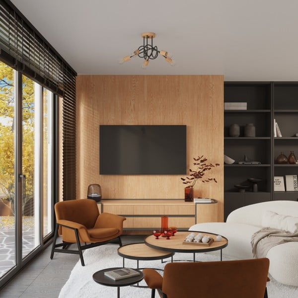 Stropné svietidlo v čierno-prírodnej farbe 15x61 cm Tumber – Sollux-image-4