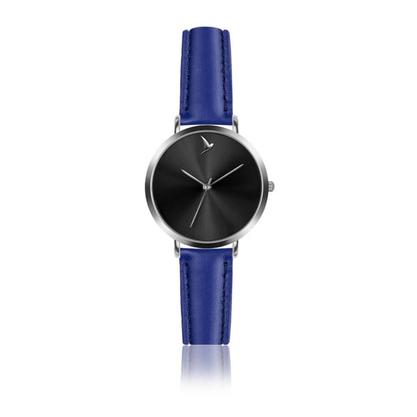 Dámske antikoro hodinky s modrým remienkom z pravej kože Emily Westwood Black