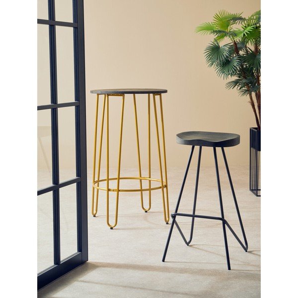Čierna/v prírodnej farbe barová stolička z brestového dreva (výška sedadla 78 cm) District – Premier Housewares-image-1