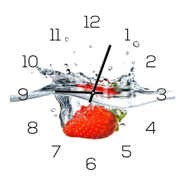 Sklenené hodiny DecoMalta Strawberry, 30 x 30 cm

