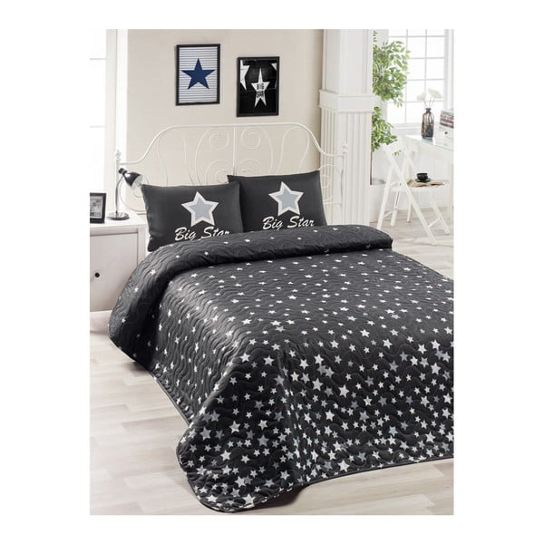 Set čiernej prikrývky cez posteľ a obliečky na vankúš Mismo Cula, 160 × 220 cm
