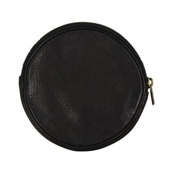 Čierna kožená okrúhla listová kabelka O My Bag Luna
