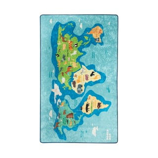 Modrý detský protišmykový koberec Chilam Map, 140 x 190 cm
